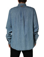 Dolce & Gabbana Blue Cotton Stretch Casual Denim Slim Shirt