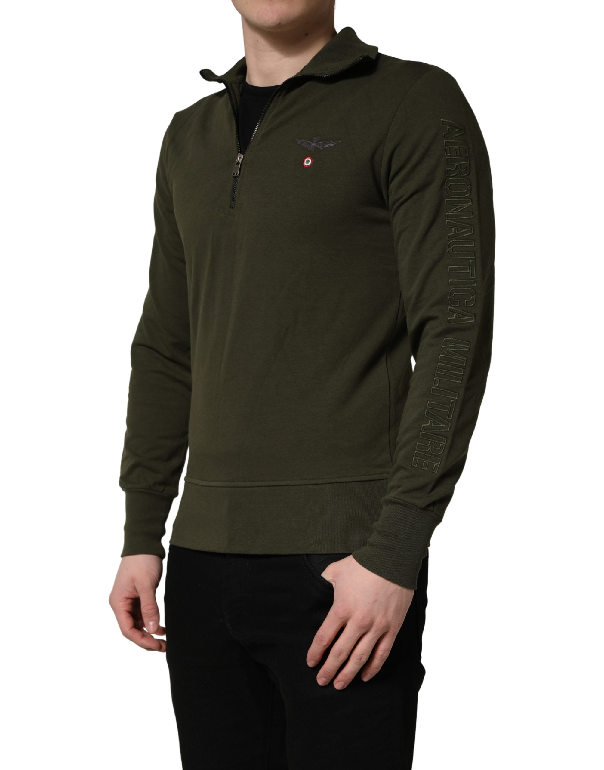Aeronautica Militare MilitaryGreen HalfZip Sweatshirt Sweater