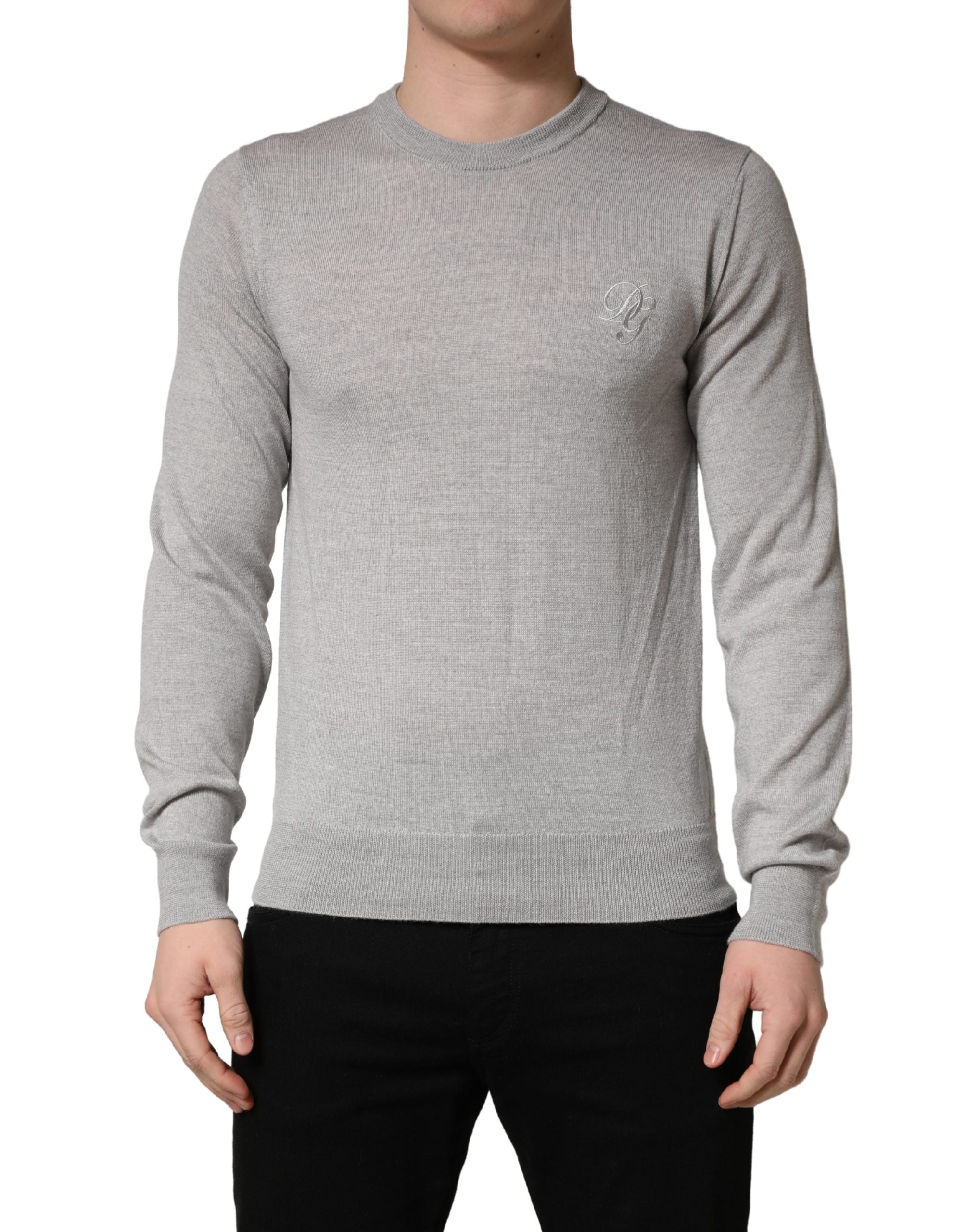 Dolce & Gabbana Gray Long Sleeves Crew Neck Pullover Sweater