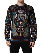 Dolce & Gabbana Bordeaux Cashmere Crown Embroidered Sweater