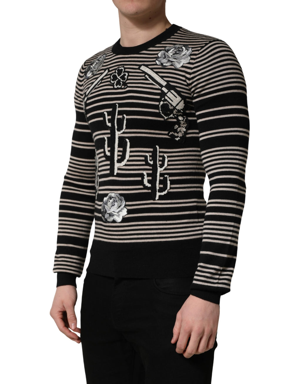 Dolce & Gabbana Multicolor Cashmere Striped CrewNeck Sweater