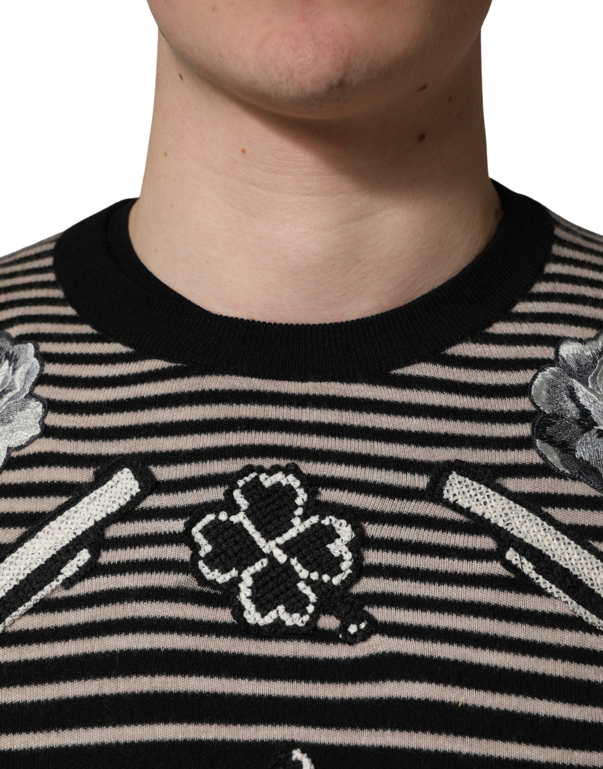 Dolce & Gabbana Multicolor Cashmere Striped CrewNeck Sweater