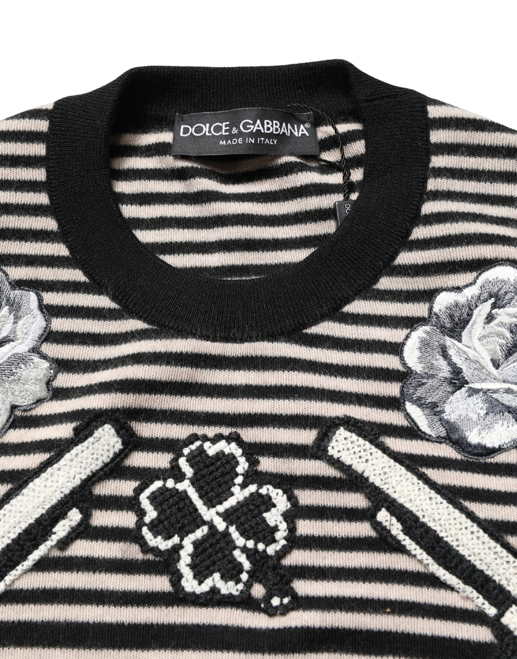 Dolce & Gabbana Multicolor Cashmere Striped CrewNeck Sweater