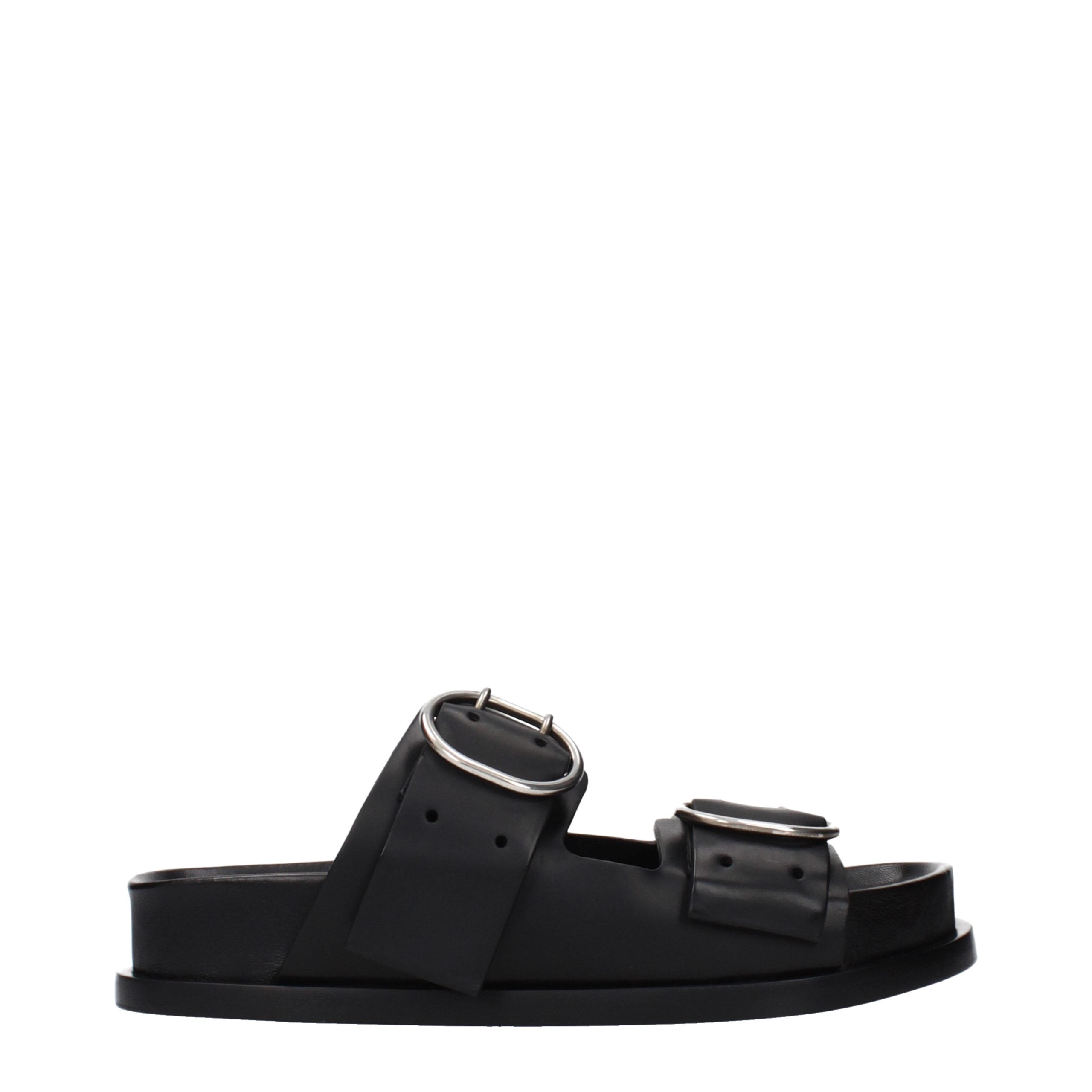 Jil Sander Black Leather Slippers