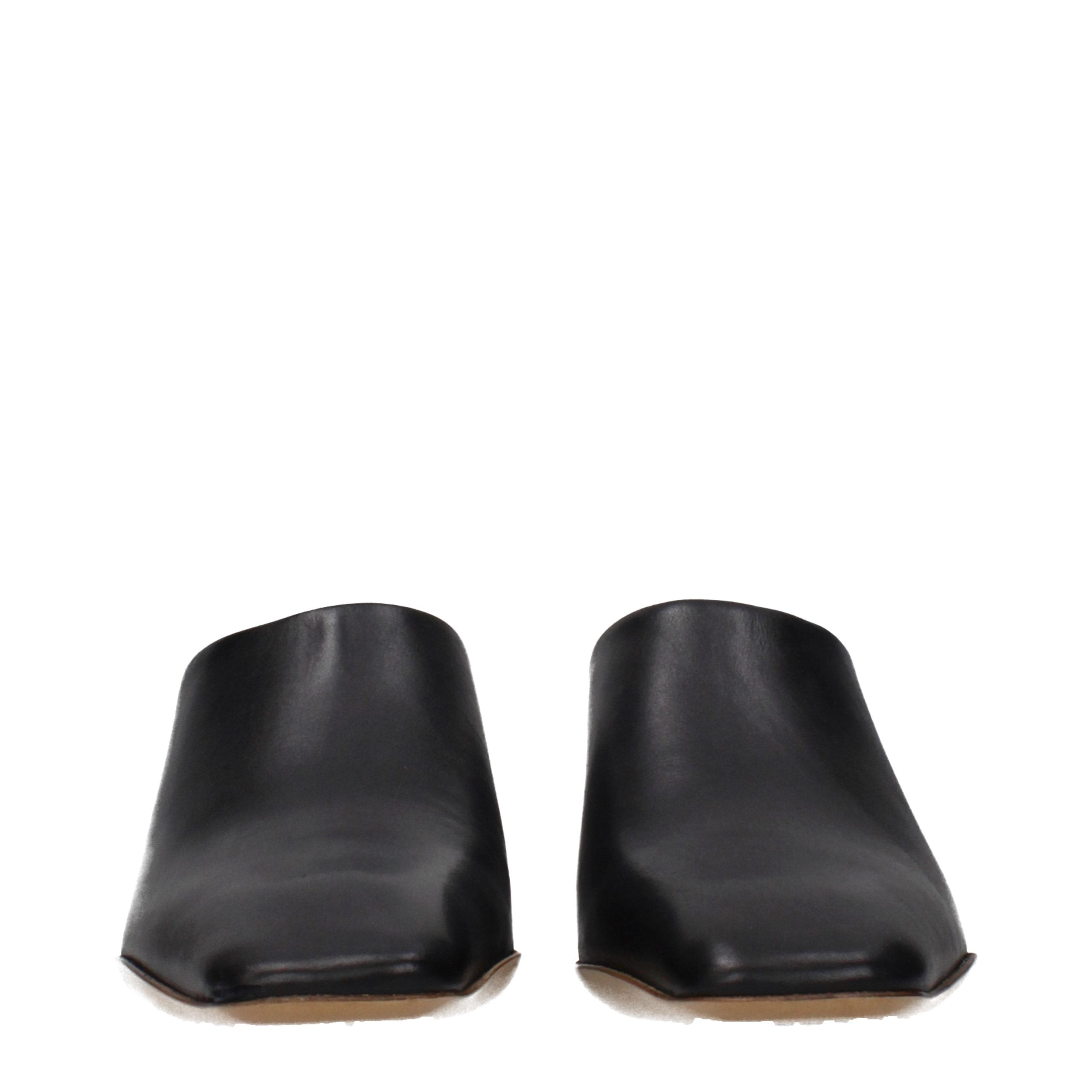Jil Sander Black Leather Slippers