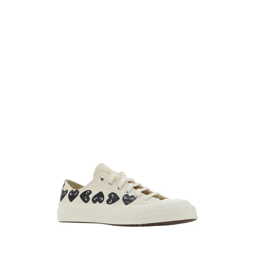 Comme Des Garçons Play x Converse White Canvas Low Top Sneakers
