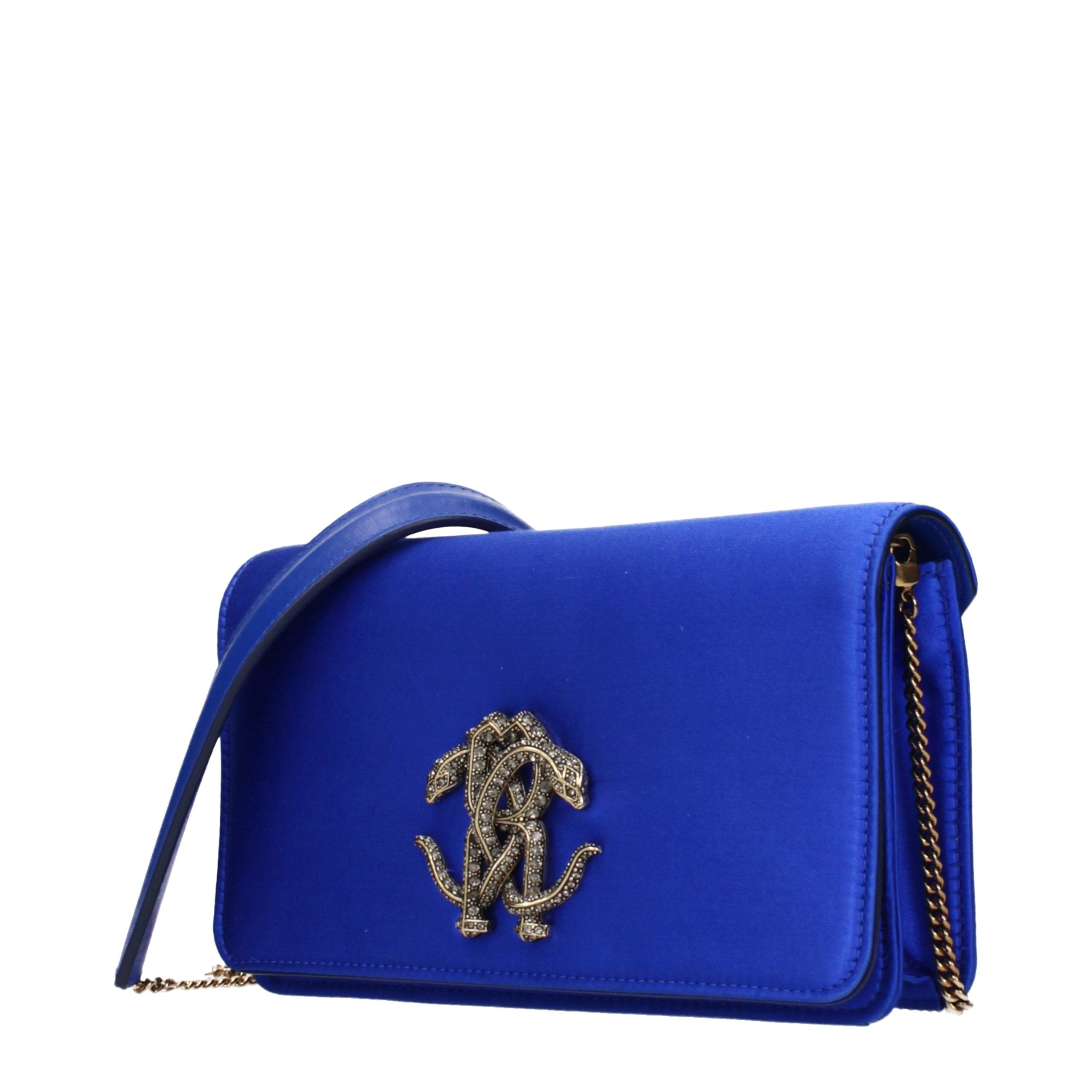 Roberto Cavalli Blue Satin Clutch Bag