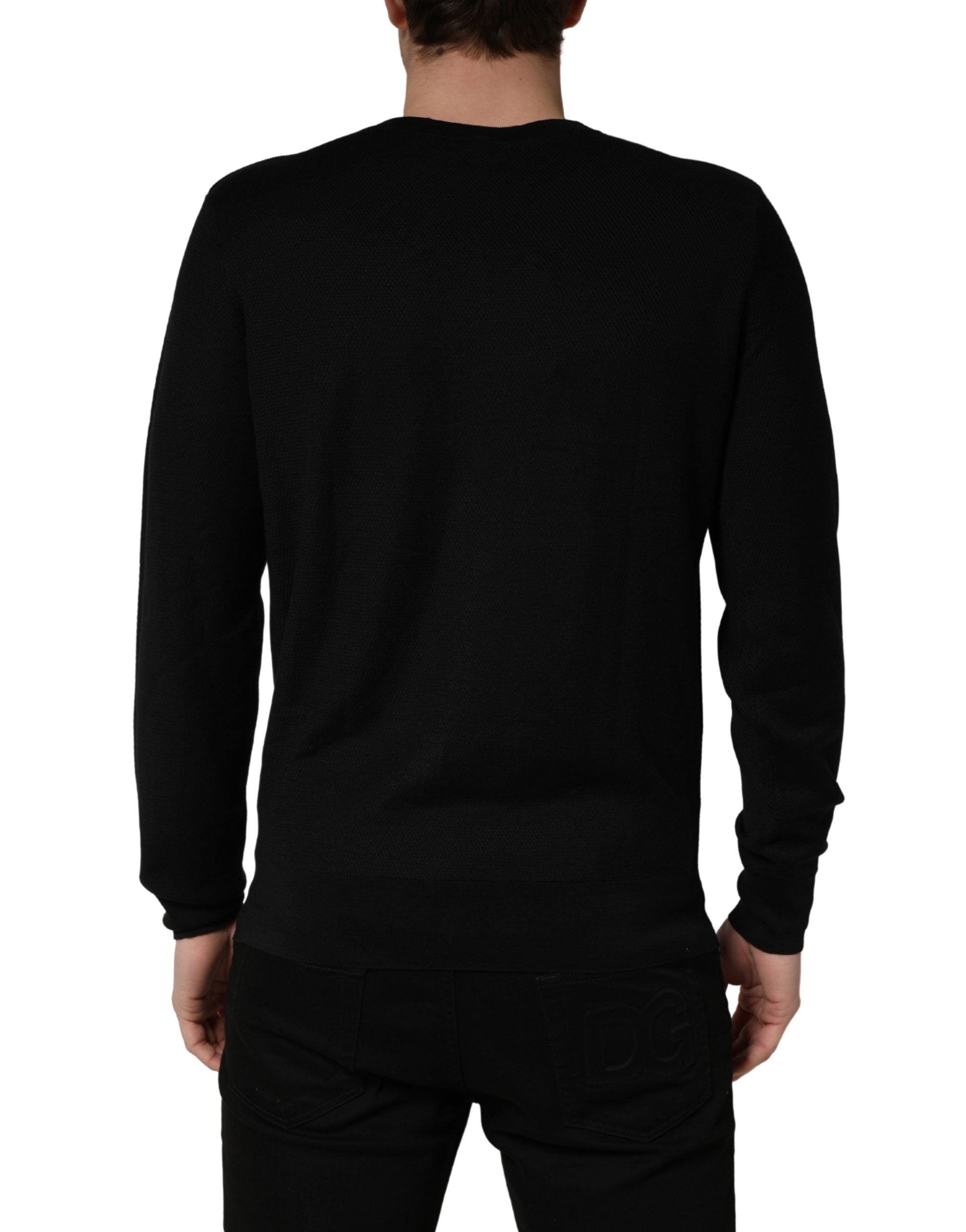 Dolce & Gabbana Black Crew Neck Long Sleeve Pullover Sweater