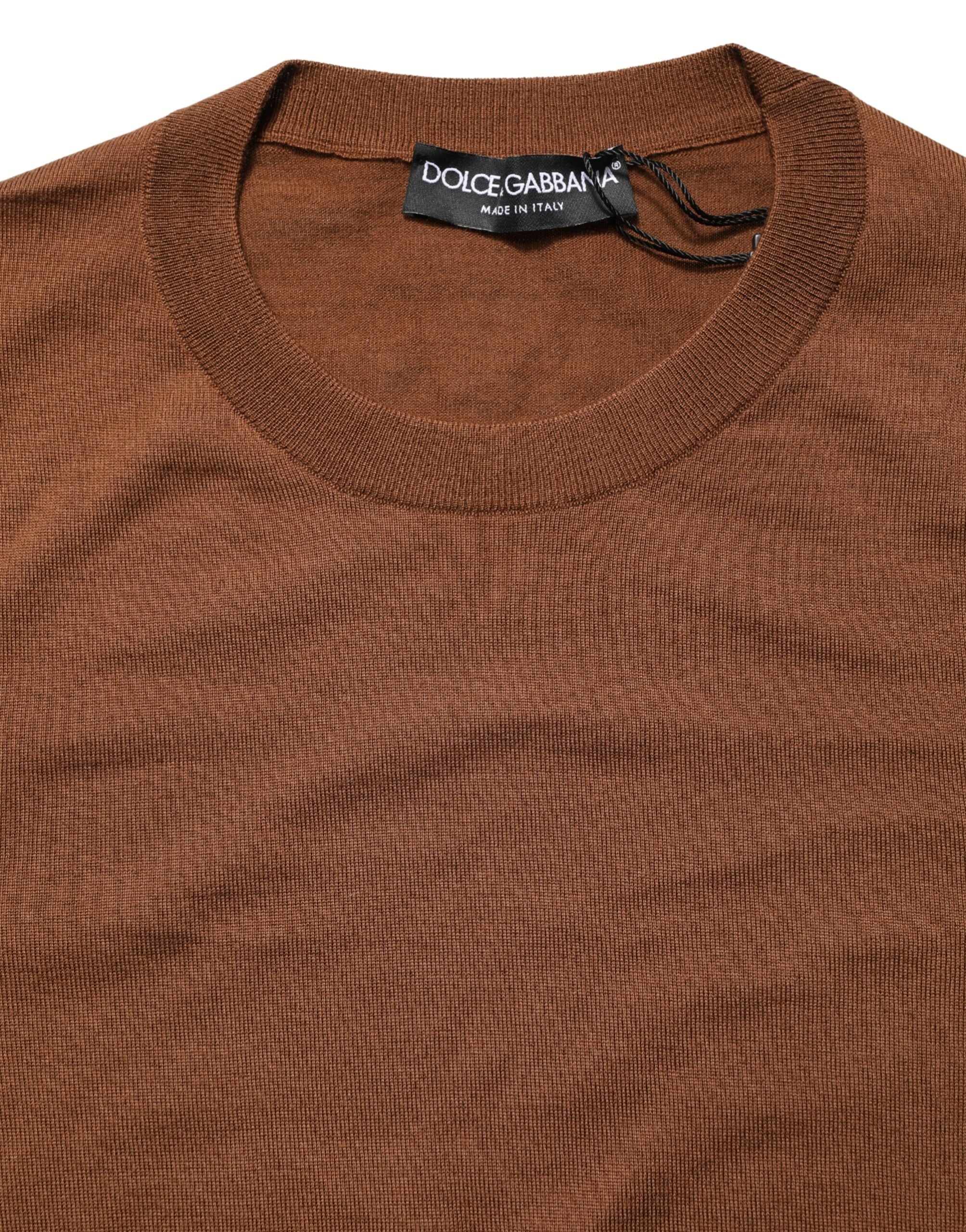 Dolce & Gabbana Brown Cashmere Men Crew Neck Pullover Sweater