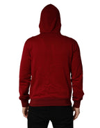 Dolce & Gabbana Red Cotton Full Zip Fleece Men Hoodie Sweater