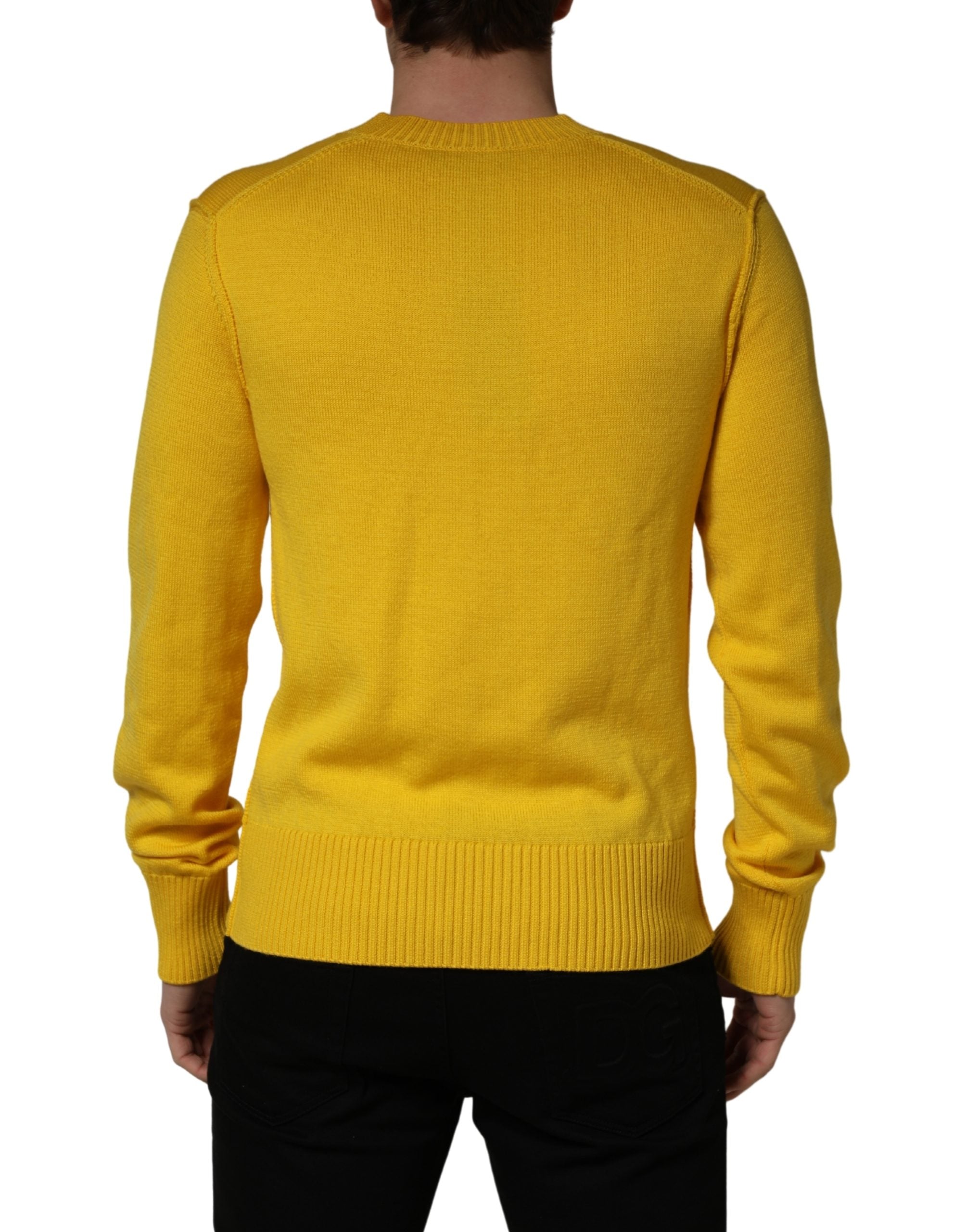 Dolce & Gabbana Wool Knitted V-Neck Pullover Yellow