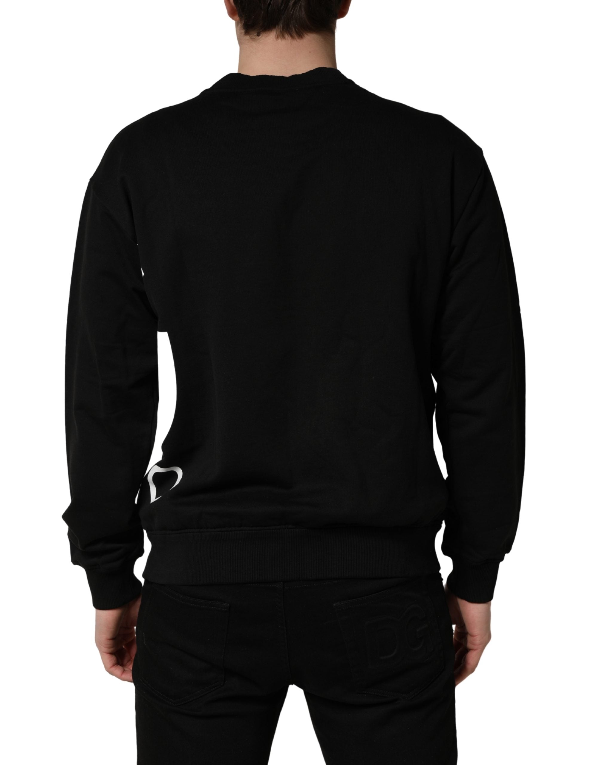 Dolce & Gabbana Black Logo Milano Cotton Sweatshirt Sweater