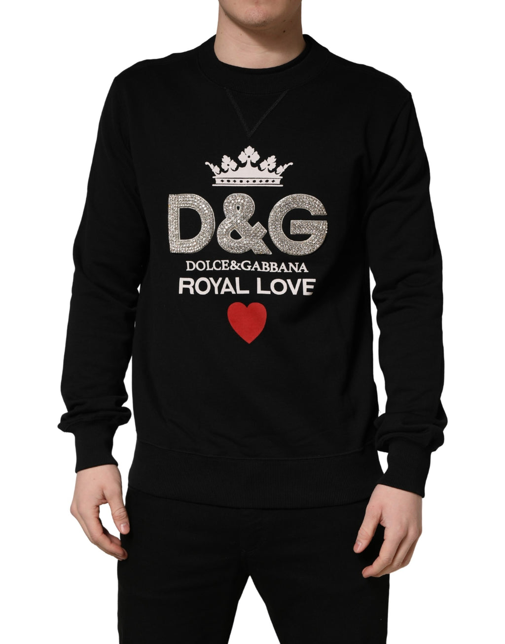Dolce & Gabbana Black Embellished Cotton Sweatshirt Sweater
