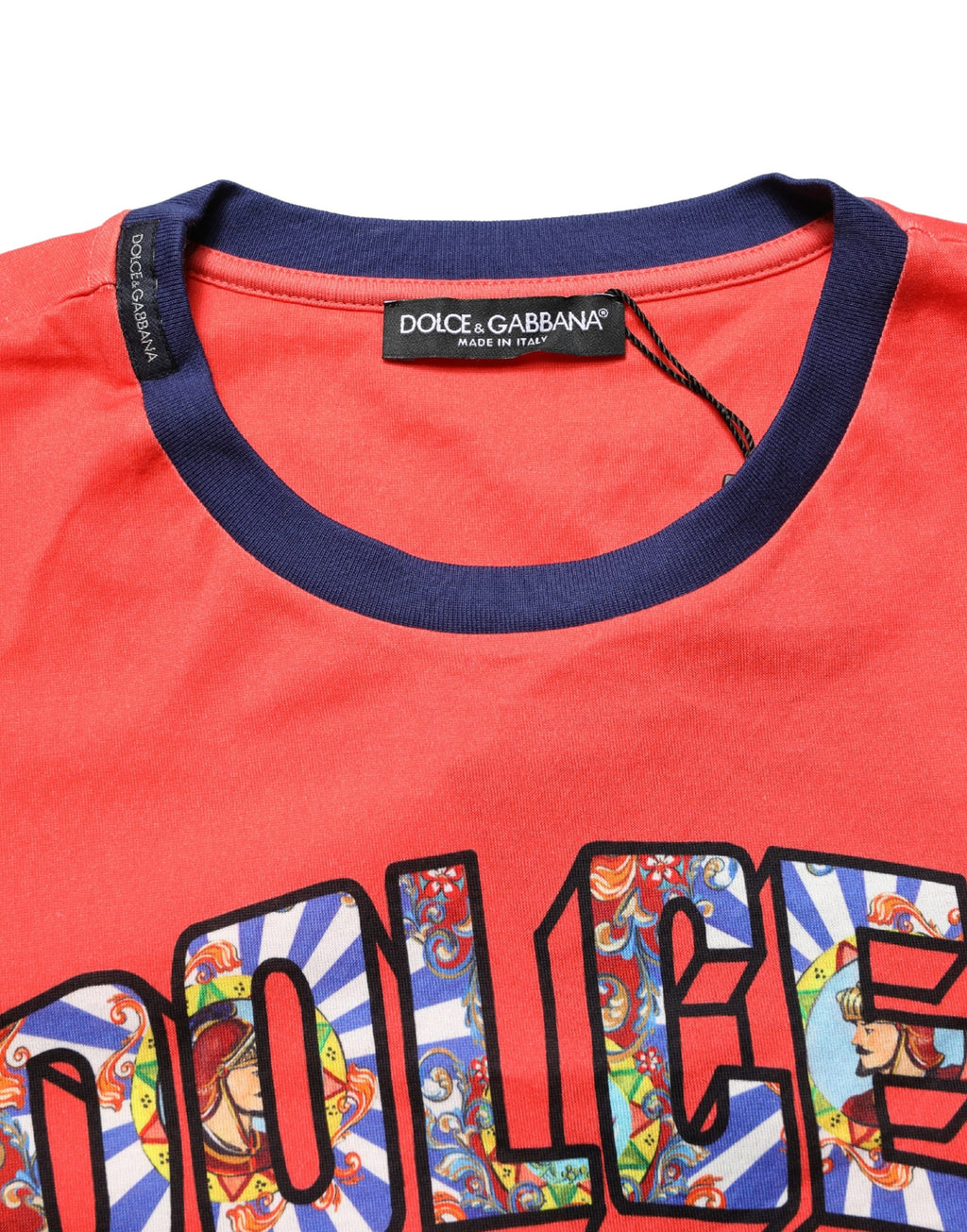 Dolce & Gabbana Orange Logo Print Cotton Crew Neck T-shirt