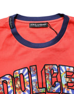 Dolce & Gabbana Orange Logo Print Cotton Crew Neck T-shirt