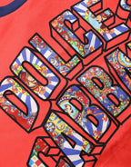 Dolce & Gabbana Orange Logo Print Cotton Crew Neck T-shirt