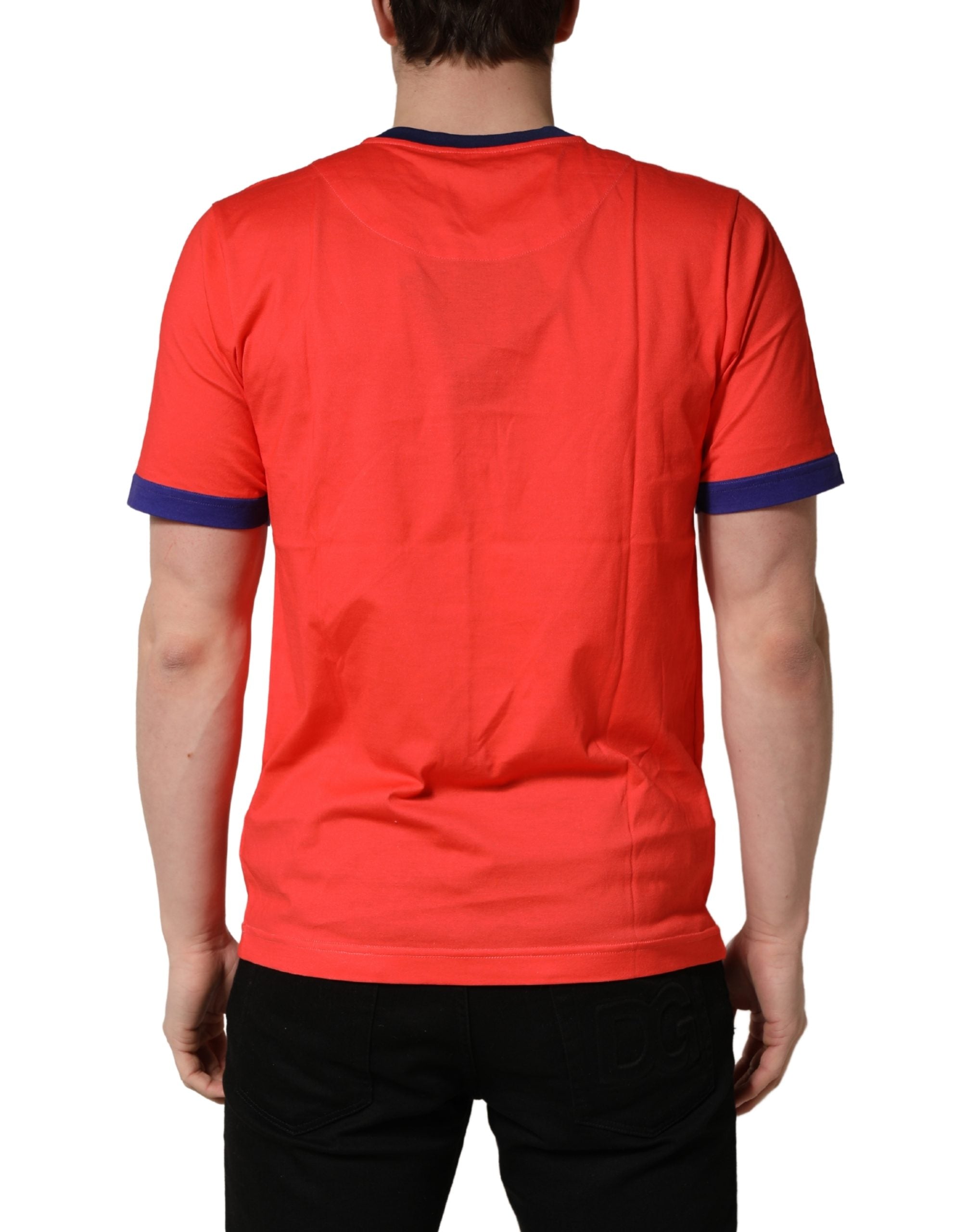 Dolce & Gabbana Orange Logo Print Cotton Crew Neck T-shirt