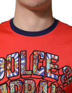 Dolce & Gabbana Orange Logo Print Cotton Crew Neck T-shirt