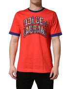 Dolce & Gabbana Orange Logo Print Cotton Crew Neck T-shirt