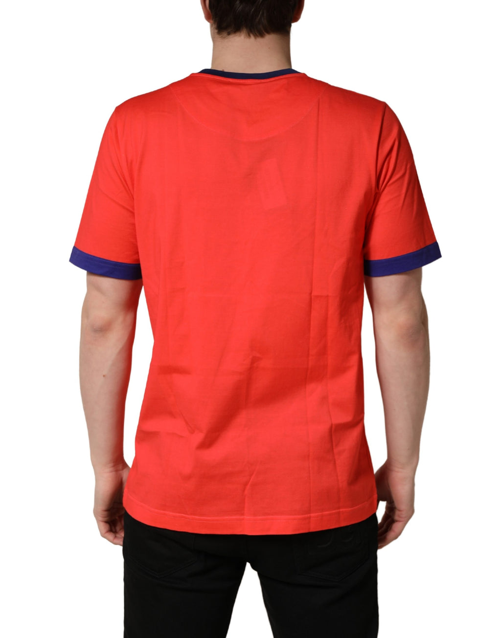 Dolce & Gabbana Orange Logo Print Cotton Crew Neck T-shirt