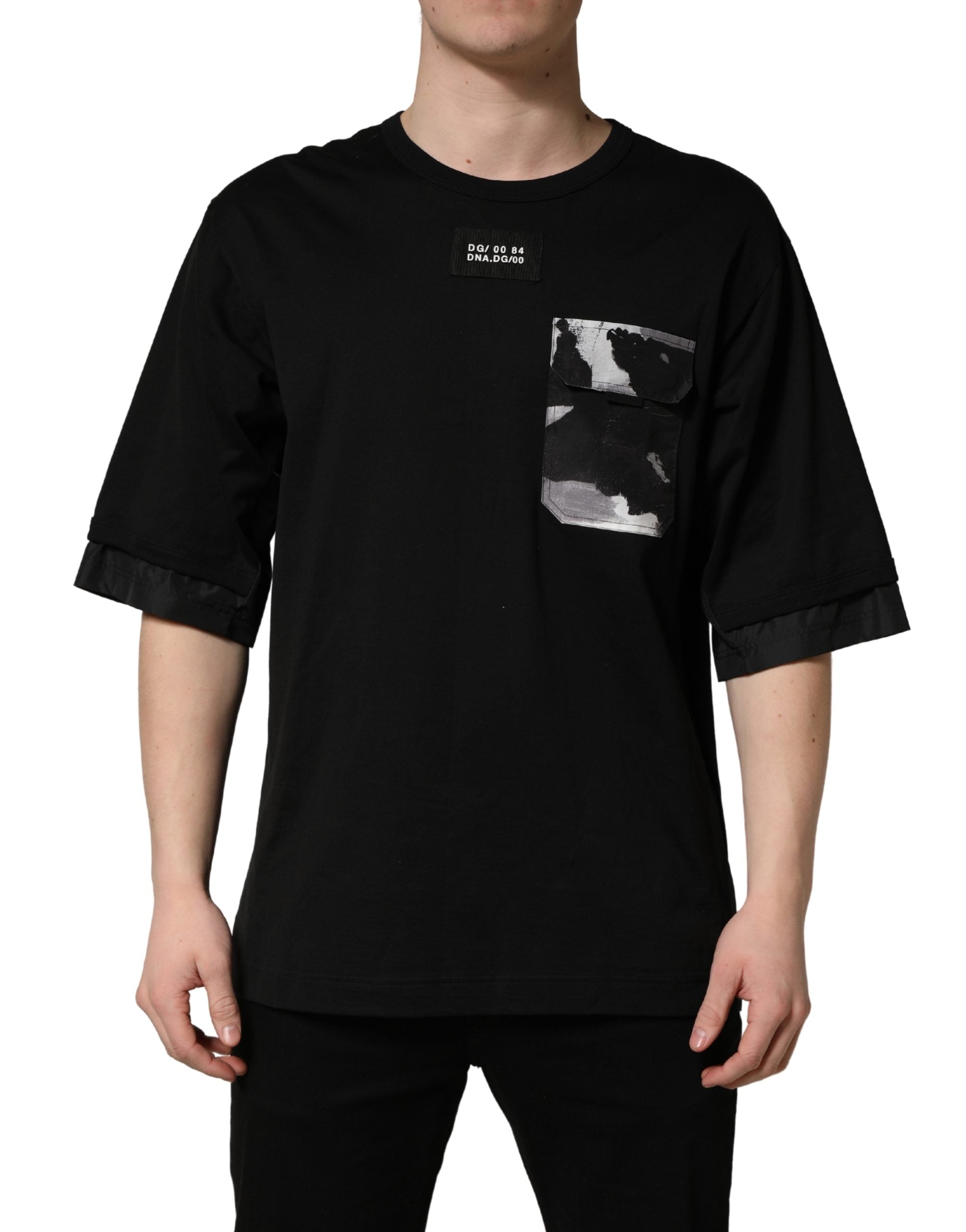 Dolce & Gabbana Black Camouflage Pocket Oversized T-shirt
