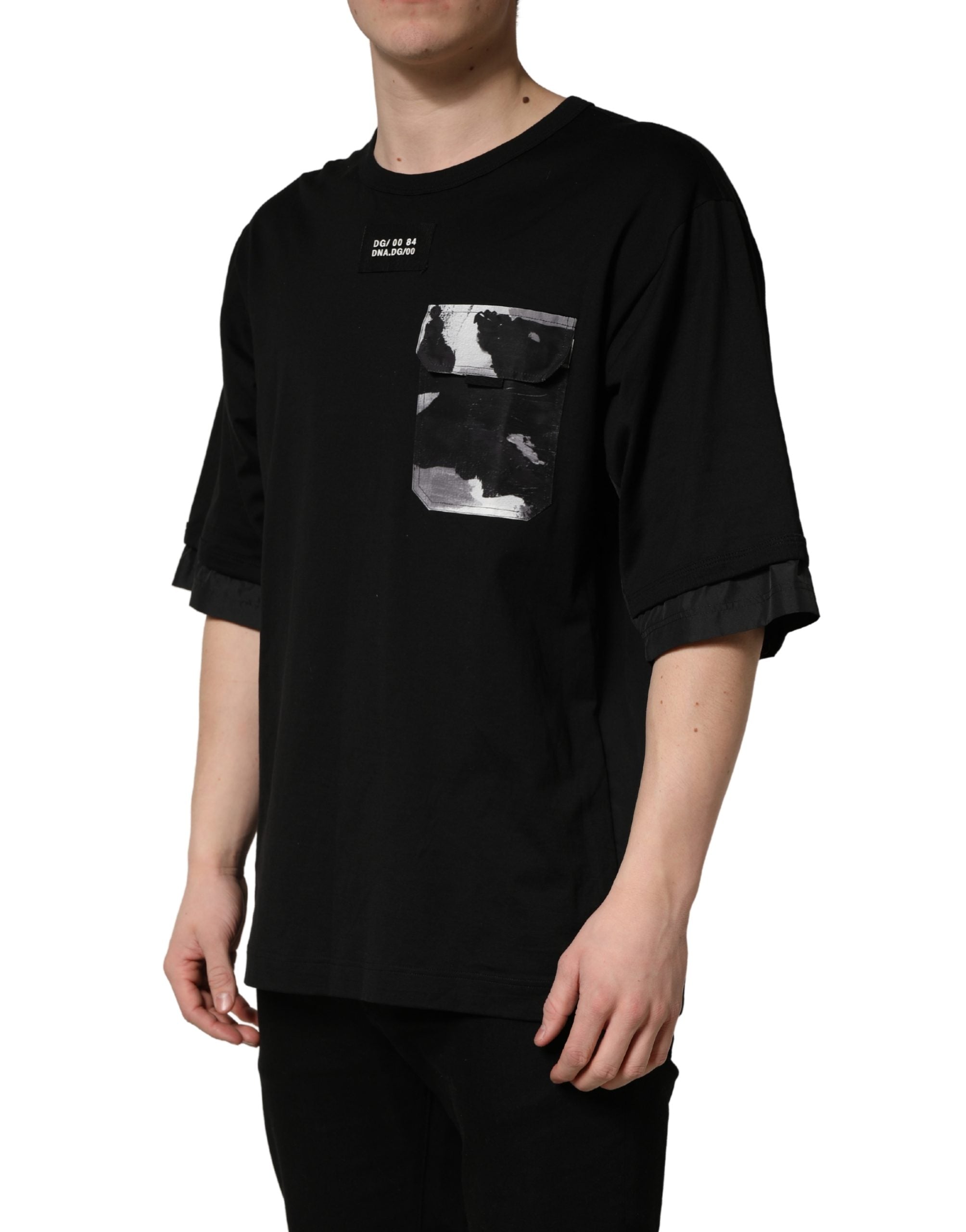 Dolce & Gabbana Black Camouflage Pocket Oversized T-shirt