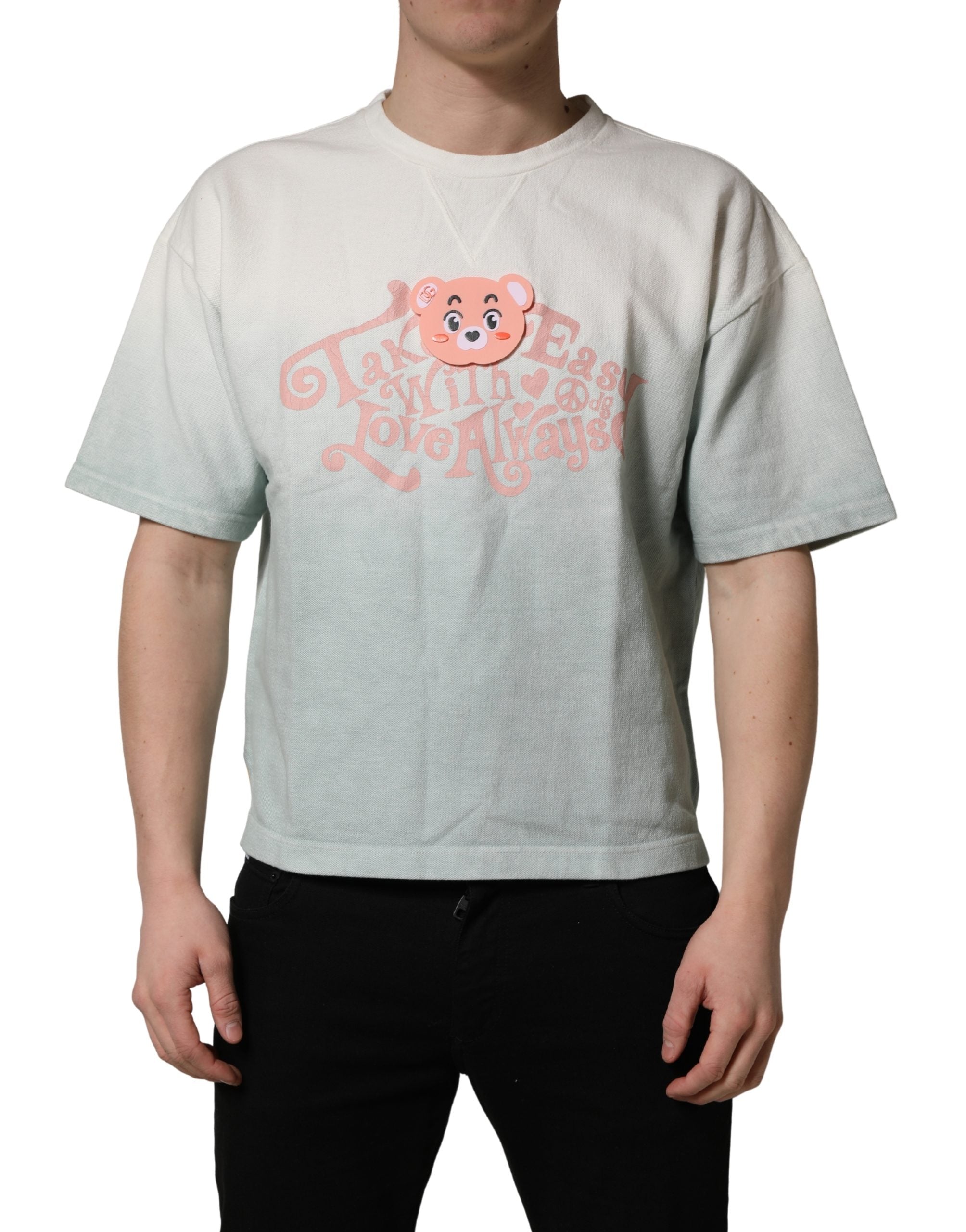 Dolce & Gabbana Green Tie-Dye Graphic Print Cotton Crewneck  T-shirt