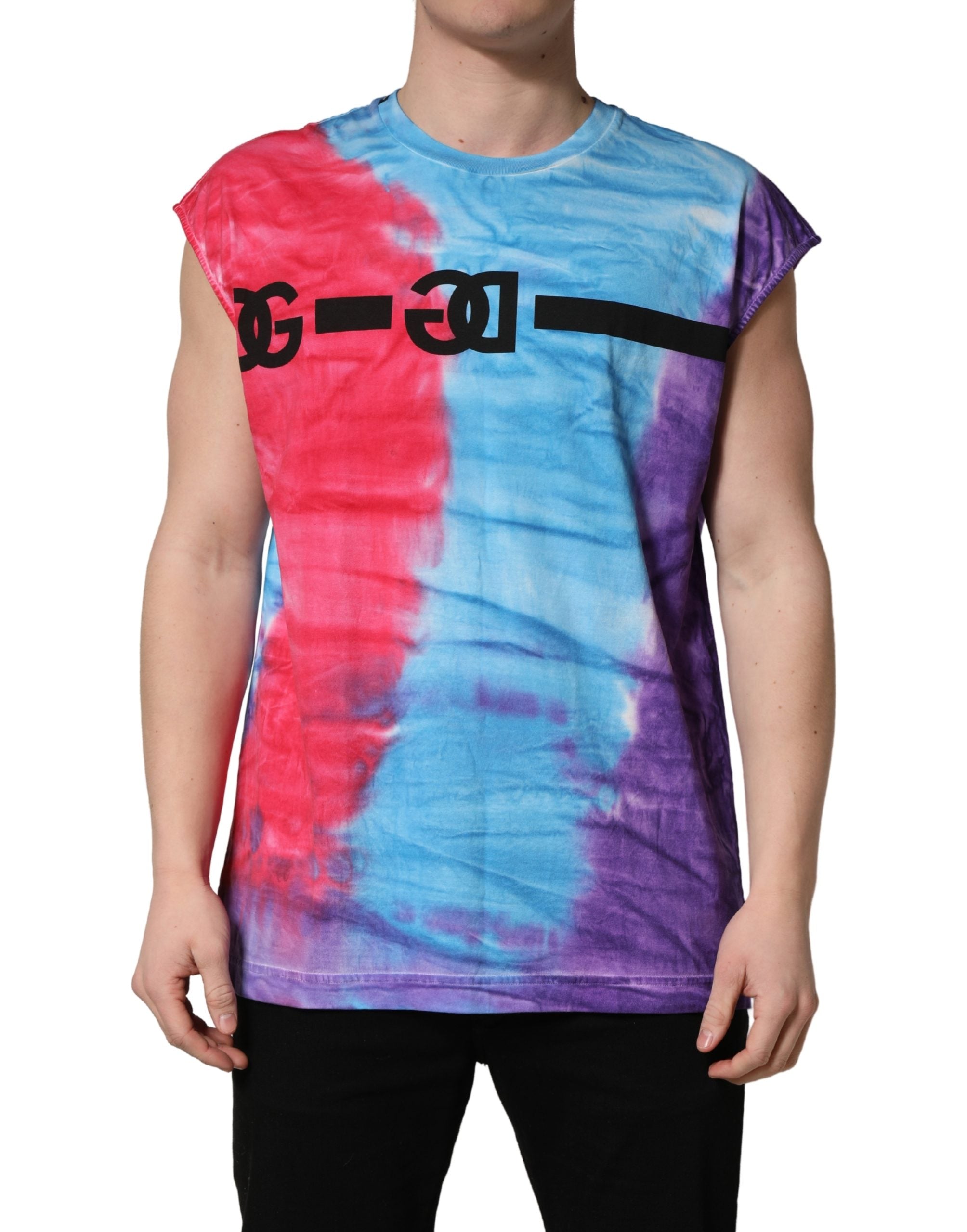 Dolce & Gabbana Multicolor Tie Dye Cotton Sleeveless T-shirt