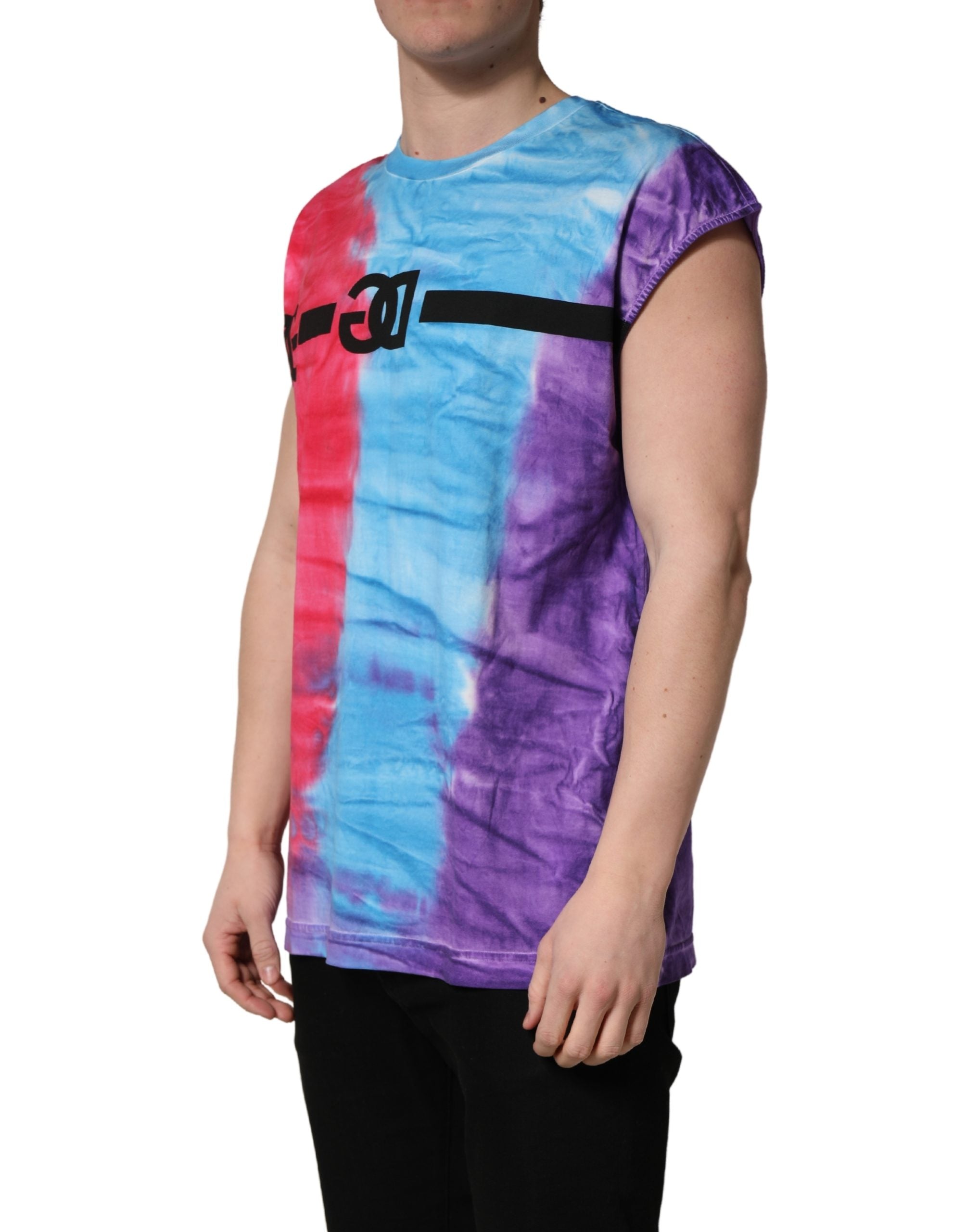 Dolce & Gabbana Multicolor Tie Dye Cotton Sleeveless T-shirt