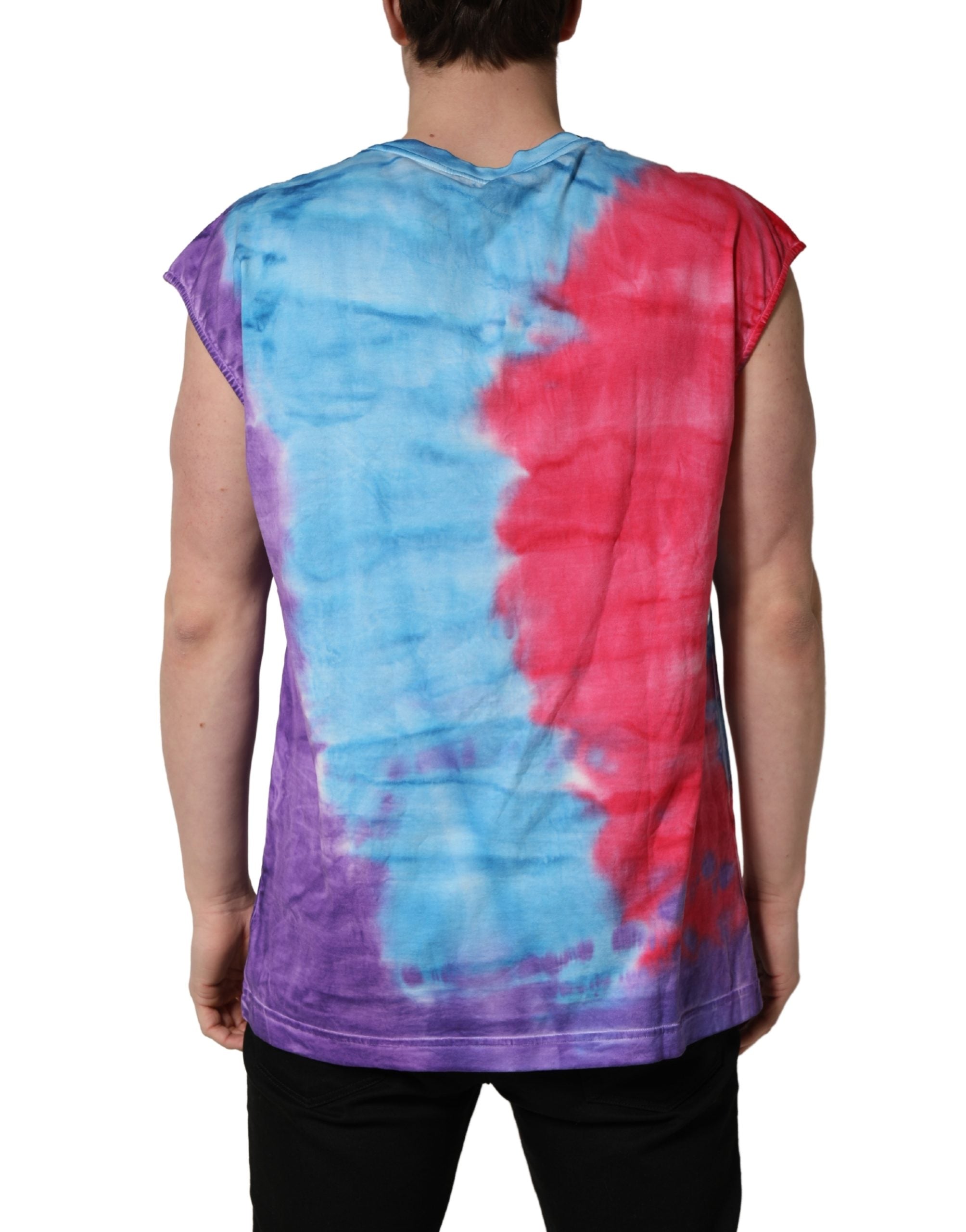Dolce & Gabbana Multicolor Tie Dye Cotton Sleeveless T-shirt