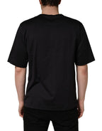 Dolce & Gabbana Black Angel Print Cotton Crew Neck T-shirt