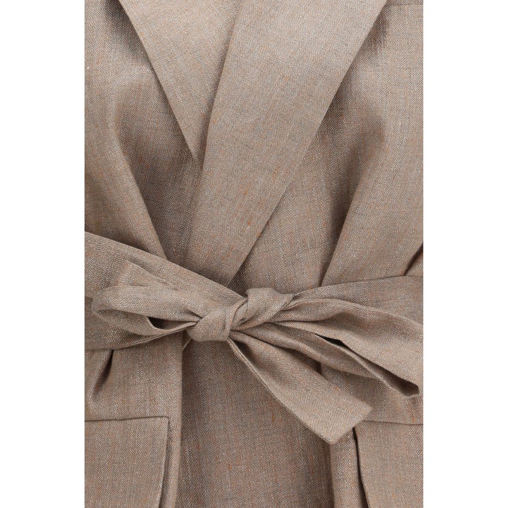 Brunello Cucinelli Beige Linen Sleveless Jacket