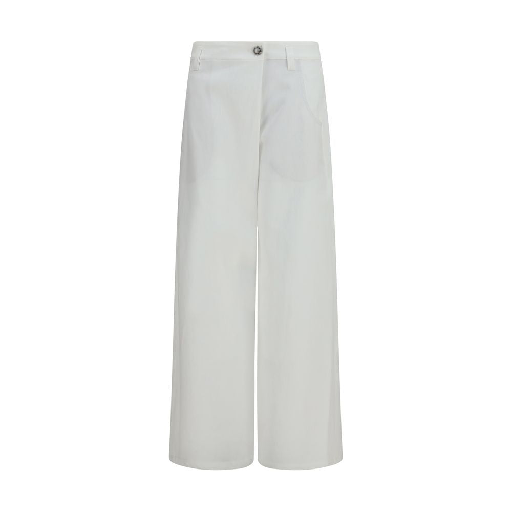 Brunello Cucinelli White Cotton Casual Pants