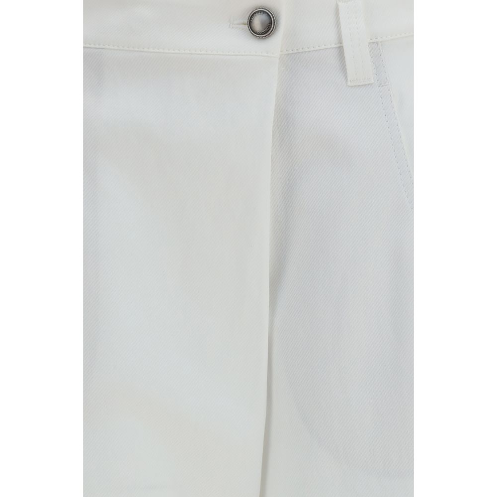 Brunello Cucinelli White Cotton Casual Pants