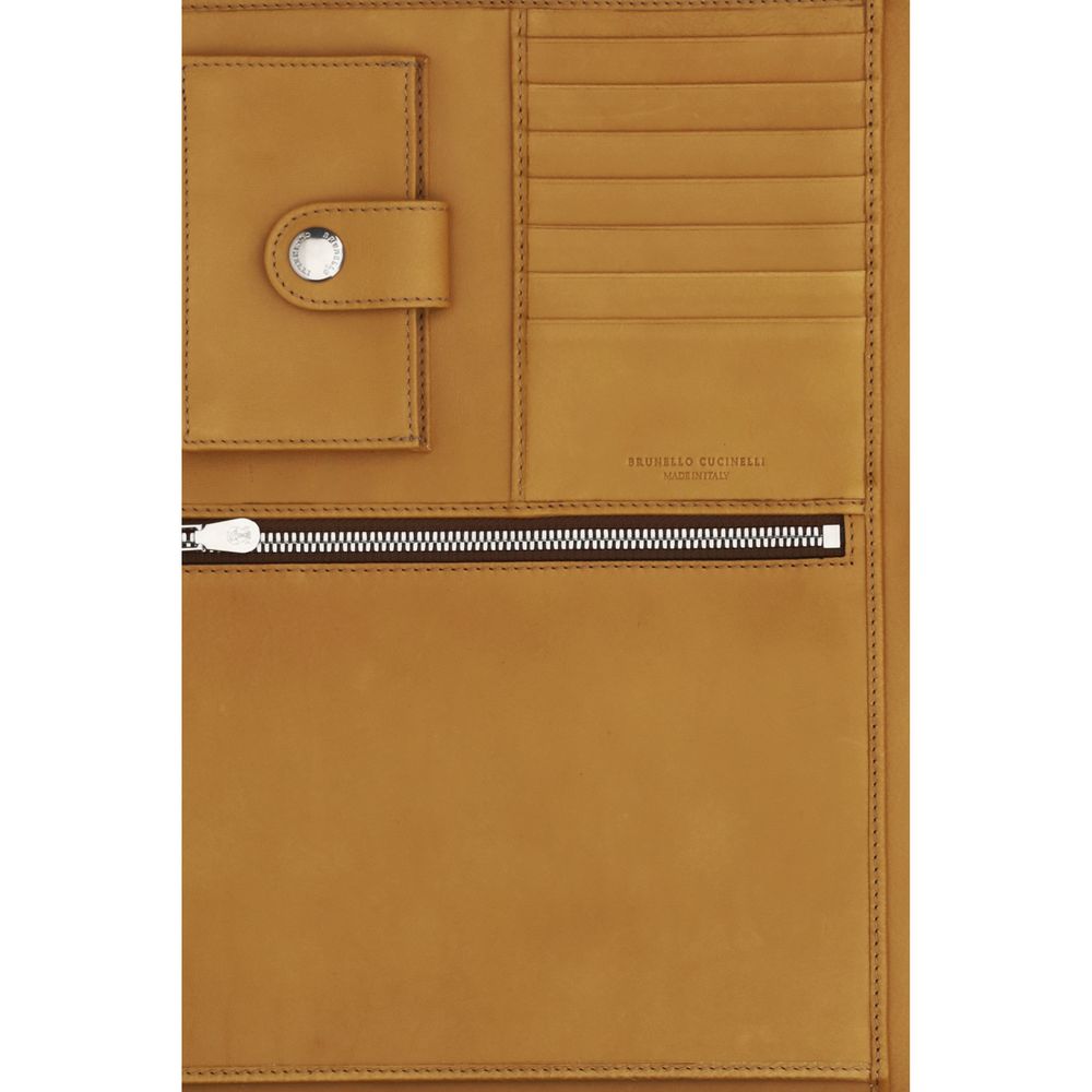 Brunello Cucinelli Brown Calf Leather Bos Taurus Wallet