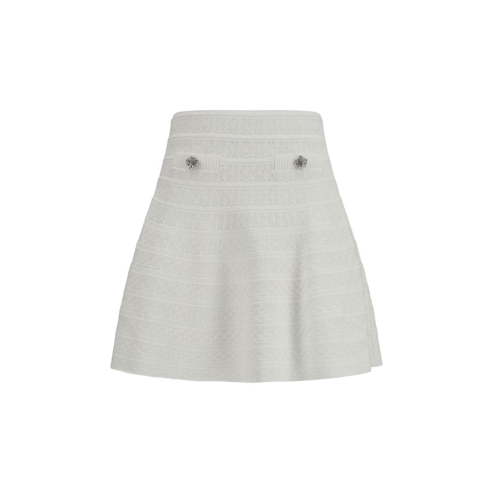 Self-Portrait White Viscose Mini Skirt