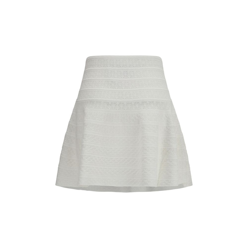 Self-Portrait White Viscose Mini Skirt