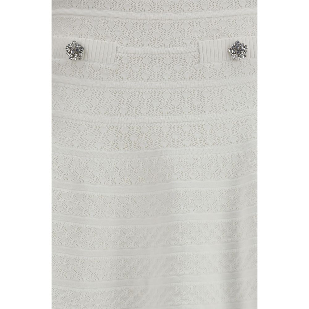 Self-Portrait White Viscose Mini Skirt