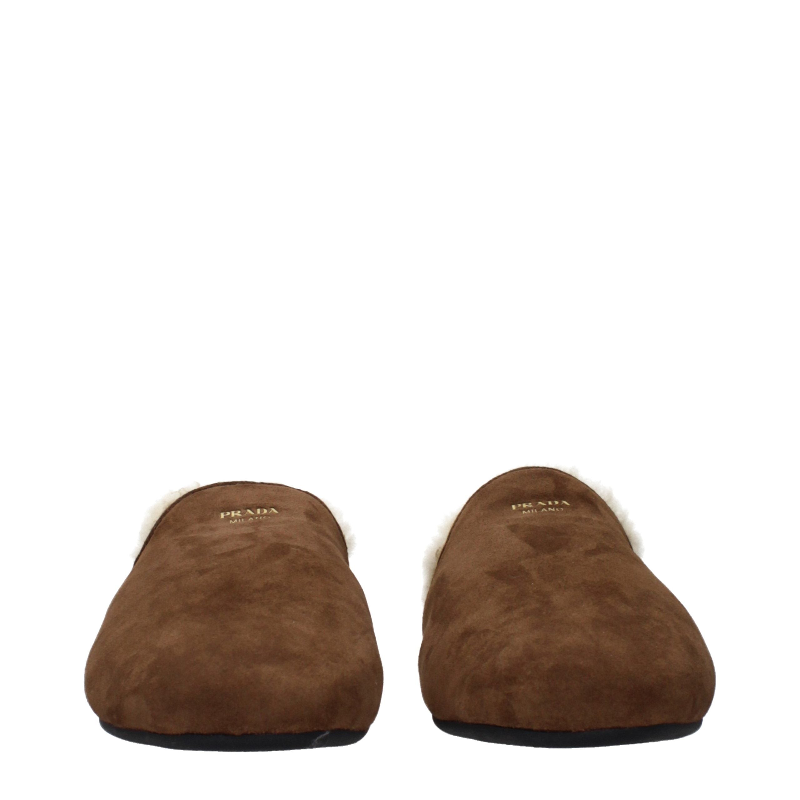 Prada Brown Leather Slippers