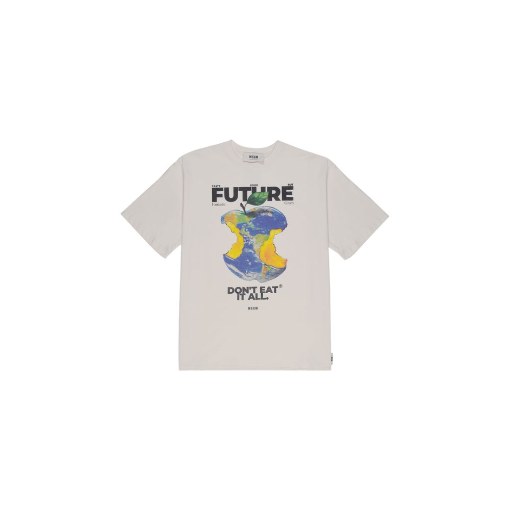 MSGM Beige Cotton T-Shirt