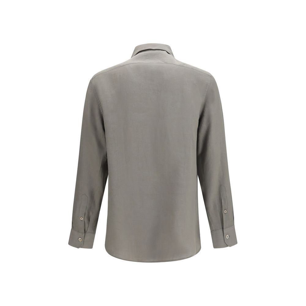 Brunello Cucinelli Bicolor Linen Dress Shirt