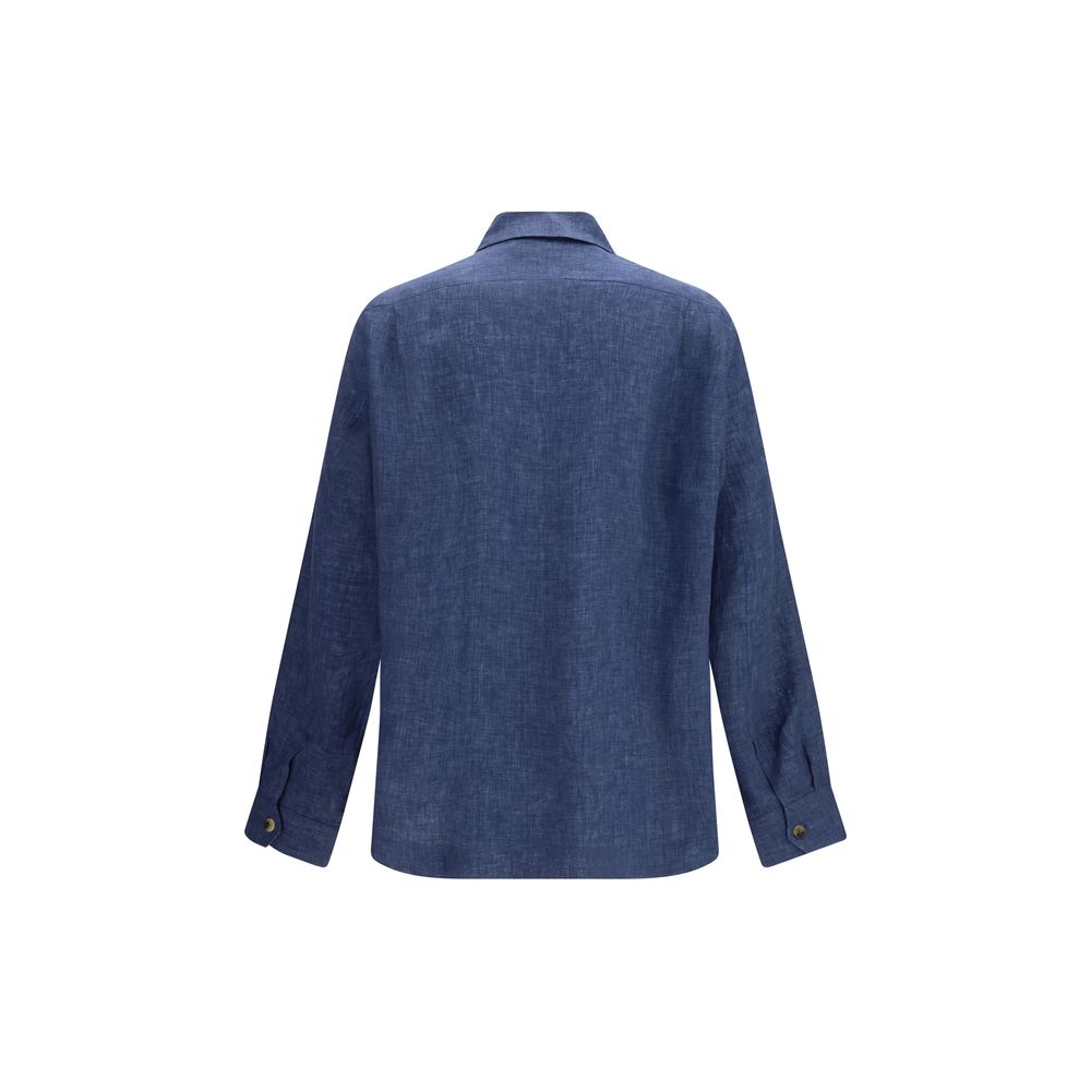 Brunello Cucinelli Blue Linen Blouse