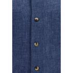 Brunello Cucinelli Blue Linen Blouse