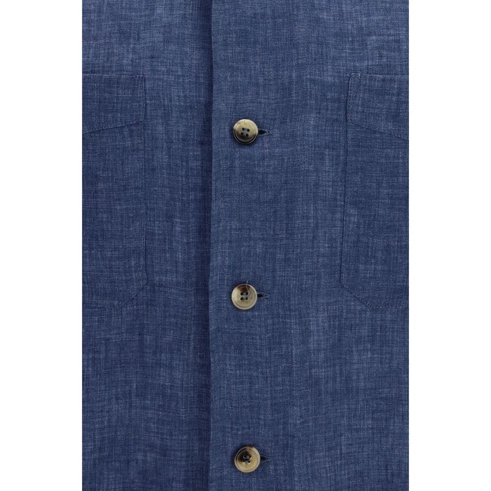 Brunello Cucinelli Blue Linen Blouse