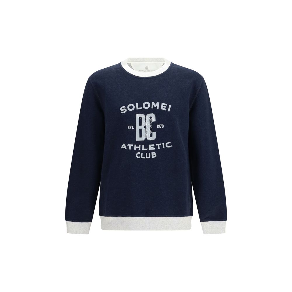 Brunello Cucinelli Blue Cotton Sweatshirt