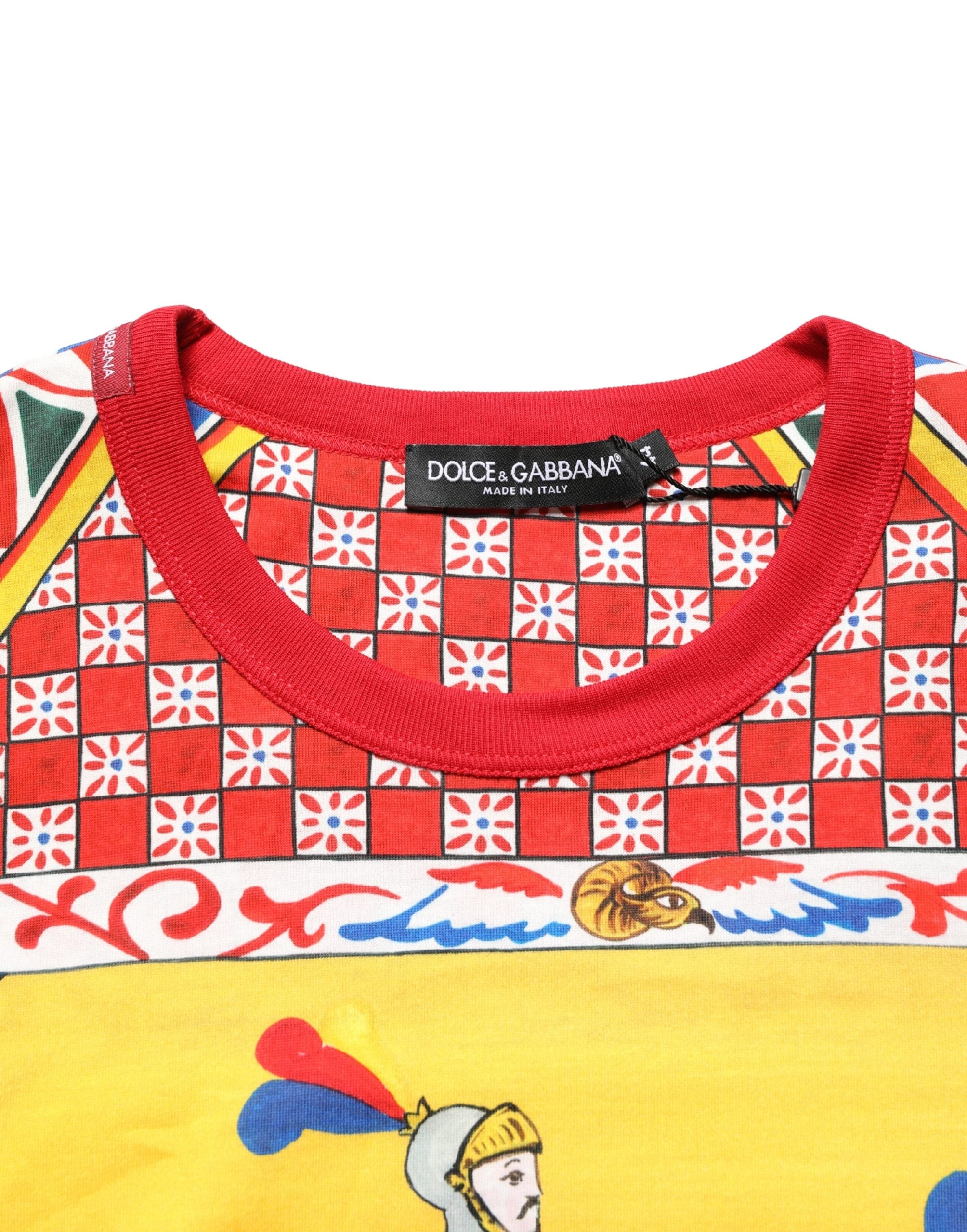 Dolce & Gabbana Multicolor Carretto Print Crew Neck T-shirt