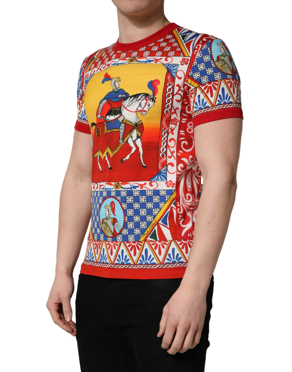 Dolce & Gabbana Multicolor Carretto Print Crew Neck T-shirt