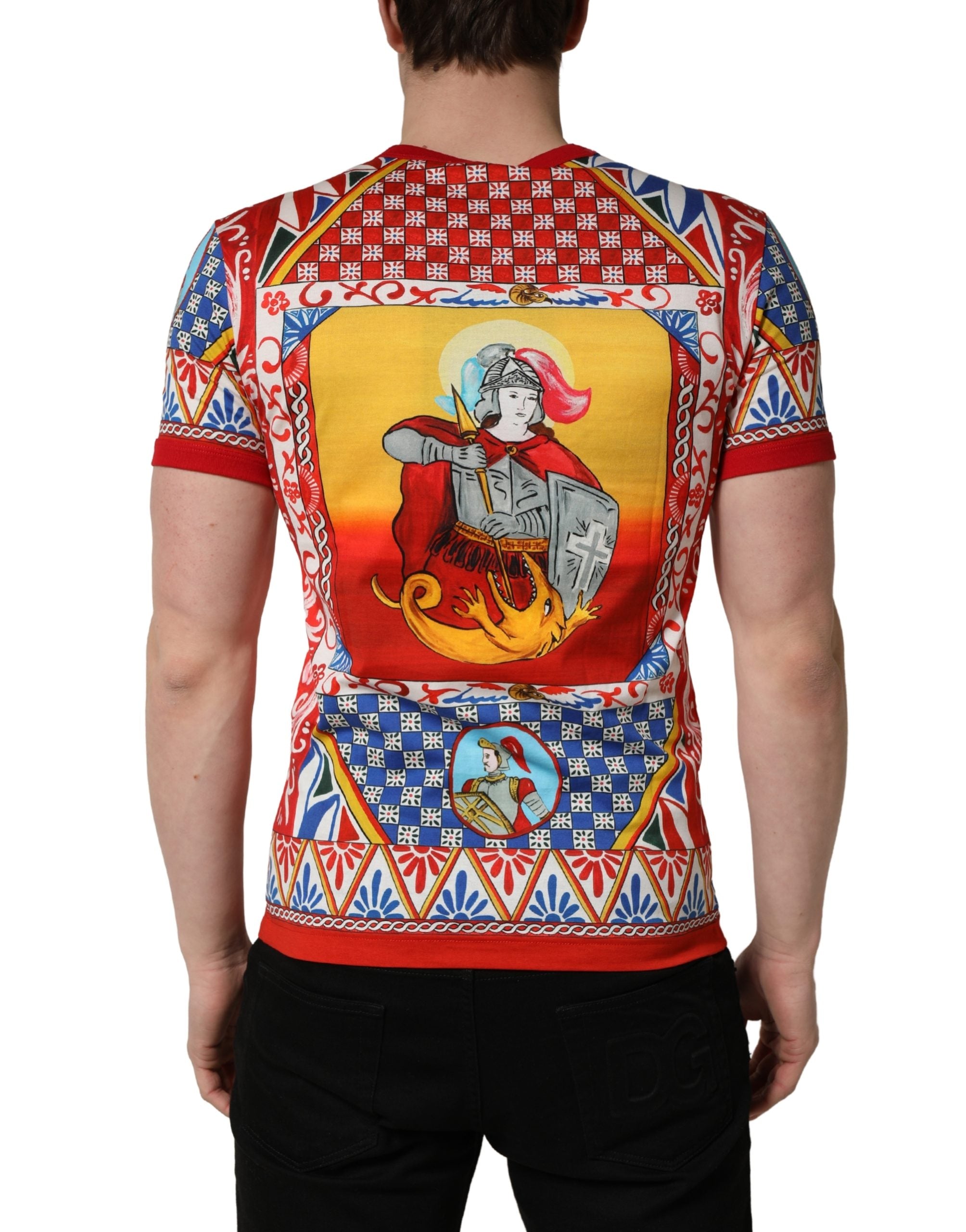 Dolce & Gabbana Multicolor Carretto Print Crew Neck T-shirt