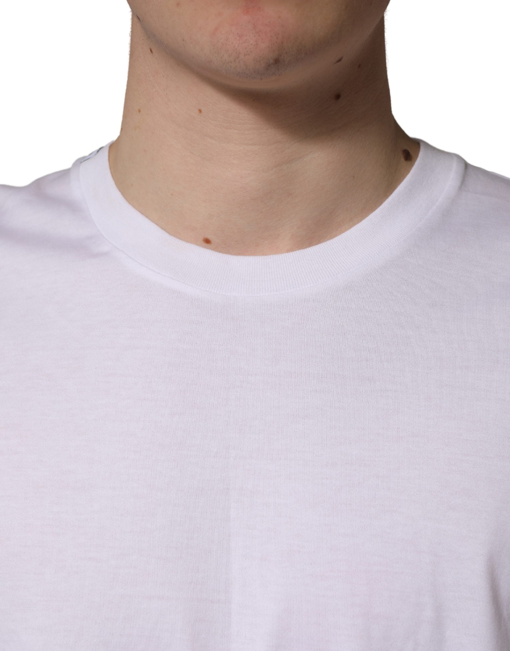 Dolce & Gabbana White Oversized Cotton Men Crew Neck T-shirt