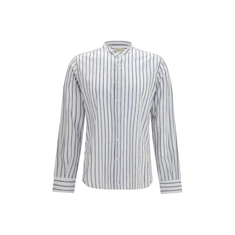 Brooksfield Blue Cotton Pattern Shirt